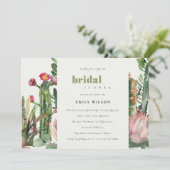 ボホピンクフローラサボテン葉ブライダルシャワー 招待状 (スタンド正面)