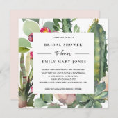 ボホピンクフローラデザートカッティ動物相ブライダルシャワー 招待状 (正面/裏面)