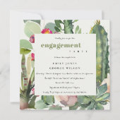 ボホピンクフローラデザートカッティ葉婚約 招待状 (正面)