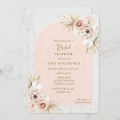 ボホピンクフローラデジタルブライダルシャワーパーティー 招待状 (正面/裏面)
