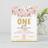 ボホピンクフローラドリームキャッチャー1stバースデーガール 招待状 (スタンド正面)