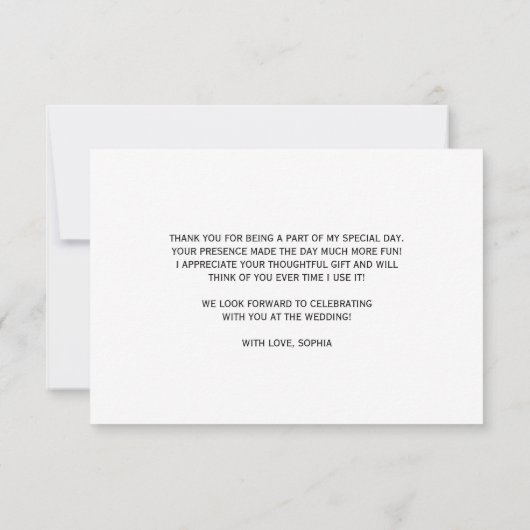 ボホピンクフローラネイビーブライダルシャワーサンキューカード サンキューカード (裏面)