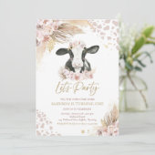 ボホピンクフローラパンパスグラスカウバースデーパーティー 招待状 (スタンド正面)