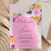 ボホピンクフローラパンパス砂漠結婚アーチズ 招待状