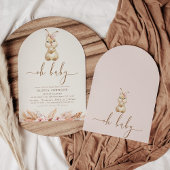 ボホピンクフローラリトルバニーベビーシャワー 招待状