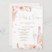 ボホピンクフローラ花びらプロセッコブライダルシャワー 招待状 (正面/裏面)