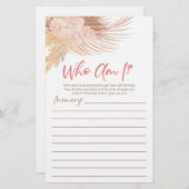 ボホピンクフローラ誰が私はブライダルシャワーゲーム 便箋 (正面/裏面)