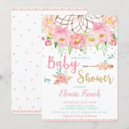 ボホピンクフローラ赤ちゃんシャワードリーム捕手ガール 招待状