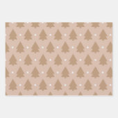 ボホピンクブラウンホワイトクリスマスツリーズホリデー ラッピングペーパーシート (正面3)