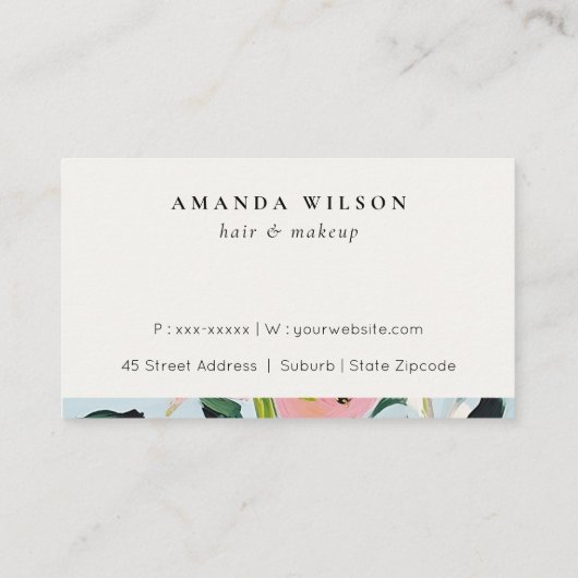 ボホピンクブルーグリーン絵を描フローラロイヤリティ 名刺 (裏面)