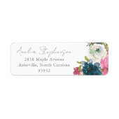 ボホピンクブルーフローラカスタム差出人住所 ラベル (正面)