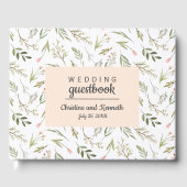 ボホピンクブルー結婚の花パーソナライズされたの花 ゲストブック (正面)