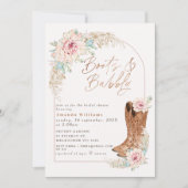 ボホピンクブーツアンドバブリーブライダルシャワー 招待状 (正面)