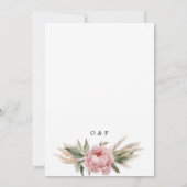 ボホピンクプオーニー&パンパスグラスフローラ結婚ズ 招待状 (裏面)