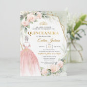 ボホピンクプリンセスドレス赤面花キンセアニェラ 招待状 (スタンド正面)