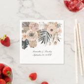 ボホピンクベージュグレーフローラボタニカル結婚ズ スタンダードカクテルナプキン (インサイチュ)