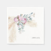 ボホピンクペオニーカスタムズブライダルシャワー スタンダードカクテルナプキン (正面)