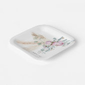 ボホピンクペオニーパーソナライズされたブライダルシャワー ペーパープレート (傾斜あり)