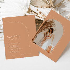 ボホピンクミニマリストアーチフォトブライダルシャワー 招待状