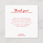 ボホピンクミニマリストアートジュエリーディスプレイ スクエア名刺 (裏面)