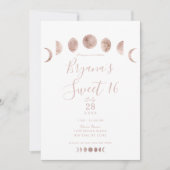 ボホピンクムーンフェイズモダンスミニマルスウィート16 招待状 (正面)
