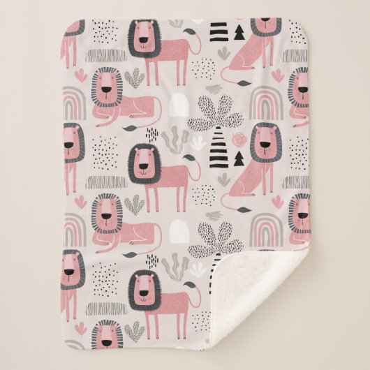 ボホピンクモダンライオンズレインボーズシェルパブランケット シェルパブランケット (正面)