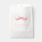 ボホピンクリボン水玉模様ベビーガールシャワー フェイバーバッグ (正面)