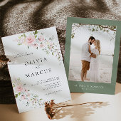 ボホピンクローズフローラ植物学結婚式招待状 招待状