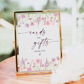 ボホピンクワイルドフラワーカードとギフト誕生日サイン ポスター