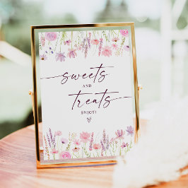 ボホピンクワイルドフラワースウィートトリート誕生日サイン ポスター