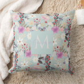 ボホピンクワイルドフラワーズフローラ絵画スカイライト クッション (ブランケット)