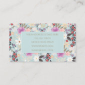 ボホピンクワイルドフラワーズフローラ絵画スカイライト 名刺 (裏面)