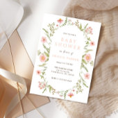 ボホピンクワイルドフラワーベビーシャワー招待状 招待状