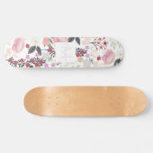 ボホピンクワイルドフラワー絵画ズフローラ スケートボード (横)