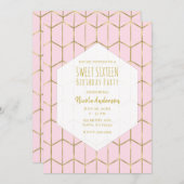 ボホピンク六角金ゴールド幾何学釉薬甘口16インチ 招待状 (正面/裏面)