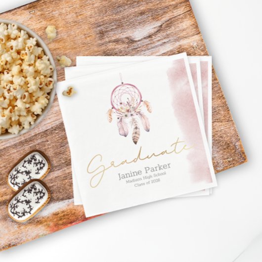 ボホピンク学年卒業式パーティー スタンダードランチョンナプキン