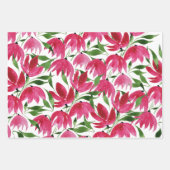 ボホピンク水彩フラワーブルゴーニュ白 ラッピングペーパーシート (正面3)