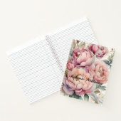 ボホピンク水彩牡丹 |名パーソナライズされた前 ノートブック (内部)
