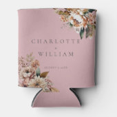 ボホピンク水彩花結婚式の引き出物 缶クーラー (正面)