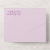 ボホピンク水彩花結婚模様 オールインワン招待状 (裏面)