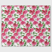 ボホピンク水彩花 ラッピングペーパー (フラット)