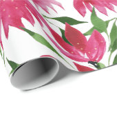 ボホピンク水彩花 ラッピングペーパー (ロールコーナー)