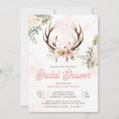ボホピンク素朴フローラアントラーブライダルシャワー 招待状 (正面)