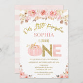 ボホピンク素朴秋カボチャ1st誕生日 招待状 (正面/裏面)