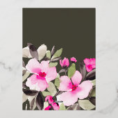 ボホピンク緑のフローラ水色のベビーシャワー 箔招待状 (裏面)