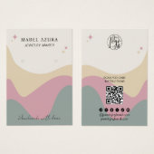 ボホピンク緑ジュエリーメーカーQrロゴイヤリング (正面&裏面)