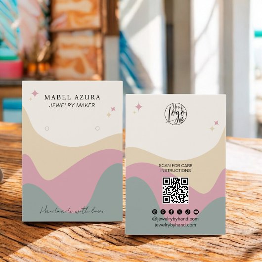 ボホピンク緑ジュエリーメーカーQrロゴイヤリング