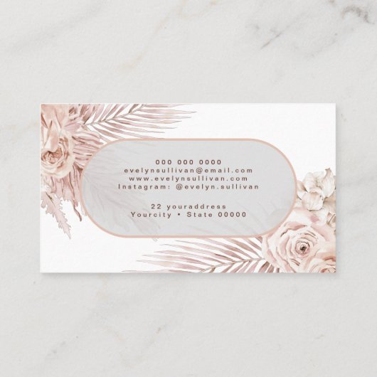 ボホピンク花名刺 名刺 (裏面)