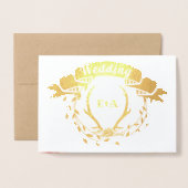 ボホピンク赤面バラ金ゴールドア結婚ントラー実在の金ゴールド 箔カード (封筒付き正面)