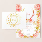 ボホピンク赤面バラ金ゴールドア結婚ントラー実在の金ゴールド 箔カード (ディスプレー)